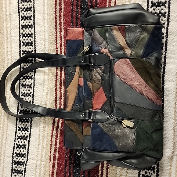 🔴 🔚🔜 VTG La Corina Leather Patchwork Purse. - Picture 13 of 16